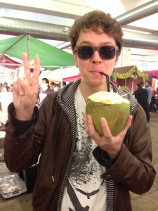 "I put the lime in the coconut. I drink them both together. I put the lime in the cocount, then I feel better..."